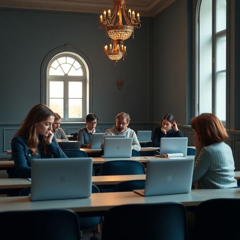 Skupina dospělých na kurzu financí v moderní učebně